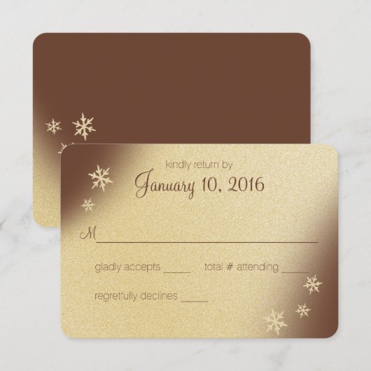 Winter Bos Sneeuwvlokken Bruin en Goud Antwoord (Voorkant / Achterkant)