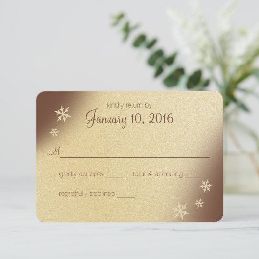 Winter Bos Sneeuwvlokken Bruin en Goud Antwoord (Staand voorkant)