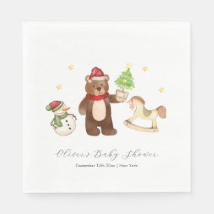 Winter Bos Teddybeer Sneeuwman Baby Shower Servet