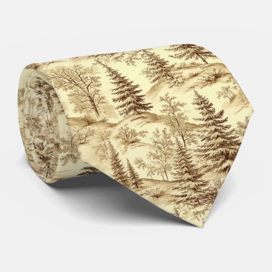 Winter bos Toile de Jouy patroon (2) Stropdas (Opgerold)