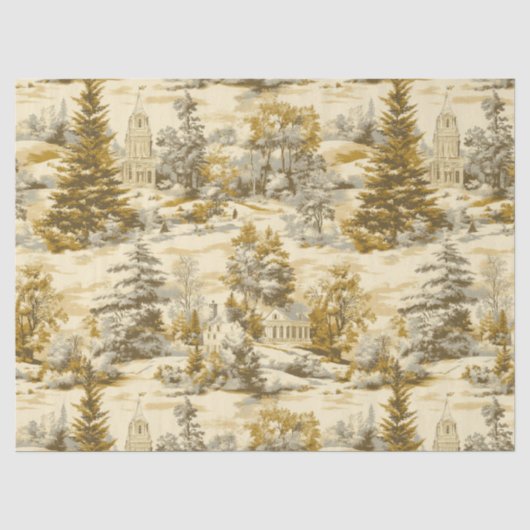 Winter Bos Toile de Jouy Patroon (4) Tissuepapier (Voorkant)