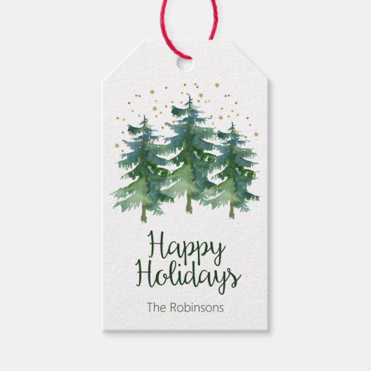 Winter Bos Vakantie Cadeaulabel (Voorkant)