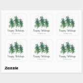 Winter Bos Vakantie Vierkante Sticker (Vel)