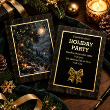 Winter Bos Vakantiekaart – Elegante Gouden Folie S