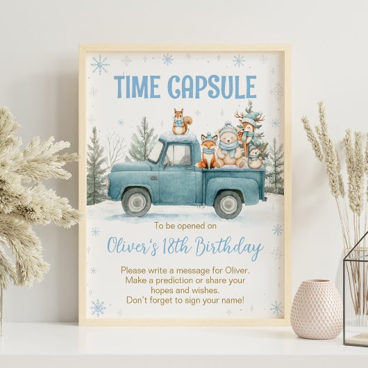 Winter Bos Verjaardag Tijd Capsule Bord Poster