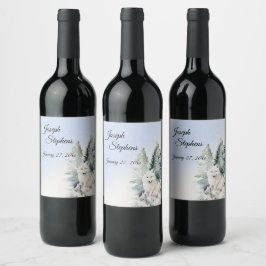 Winter Bos Watercolo Dranklabel Set Wijn Etiket