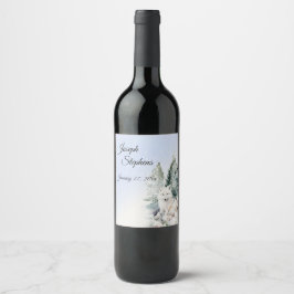 Winter Bos Watercolo Dranklabel Set Wijn Etiket