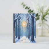 Winter Bos Watercolor Bomen Briefkaart (Staand voorkant)
