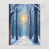 Winter Bos Watercolor Bomen Briefkaart (Voorkant)