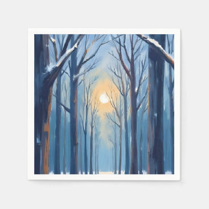 Winter Bos Watercolor Bomen Servet