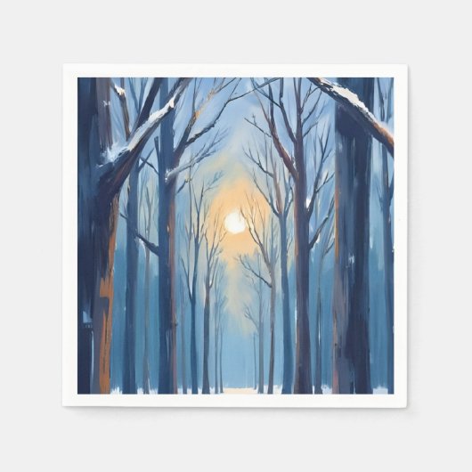 Winter Bos Watercolor Bomen Servet (Voorkant)