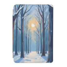 Winter bos watercolor boom schilderij
