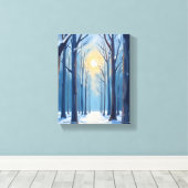 Winter Bos Watercolor Boom Schildering Canvas Afdruk (Insitu (Houten vloer))