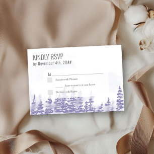 Winter Bos Watercolor Lavendel Eenvoudig RSVP Kaartje