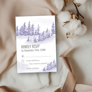 Winter Bos Watercolor Lavendel Verticaal RSVP Kaartje