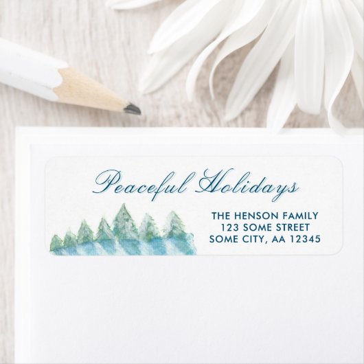 Winter Bos Watercolor Script Kerstadres Etiket (Insitu)