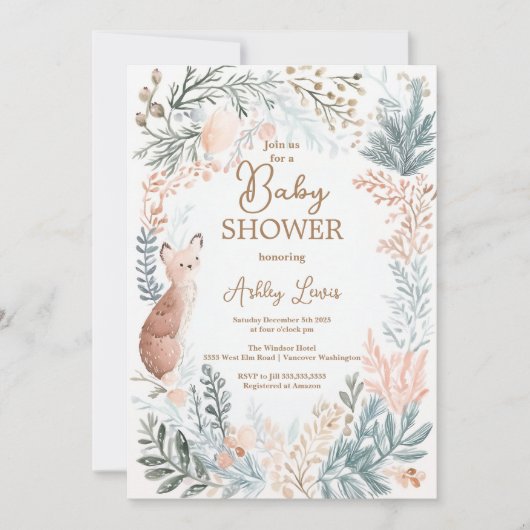 Winter bos waterverf bladeren kaart (Voorkant)