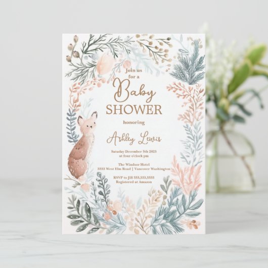 Winter bos waterverf bladeren kaart (Staand voorkant)