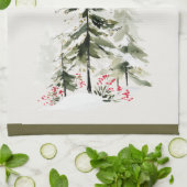Winter Bos Waterverf Kerstmis Theedoek (Gevouwen)