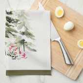 Winter Bos Waterverf Kerstmis Theedoek (Quarter Fold)