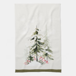 Winter Bos Waterverf Kerstmis Theedoek