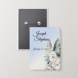 Winter Bos Waterverf Knop Button