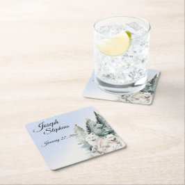 Winter Bos Waterverf Papier Coaster Kartonnen Onderzetters