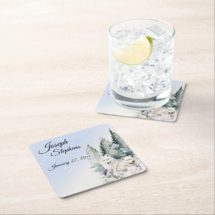 Winter Bos Waterverf Papier Coaster Kartonnen Onderzetters