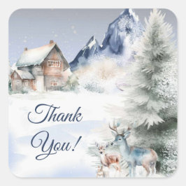 Winter Bos Waterverf Sticker