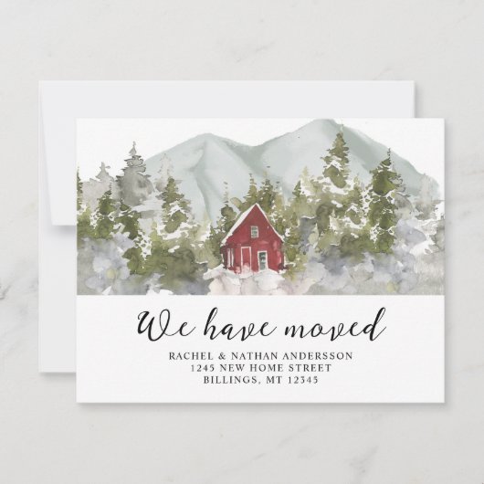 Winter Bos We Zijn Verhuisd Adres Gewijzigd Aankondiging (Voorkant)