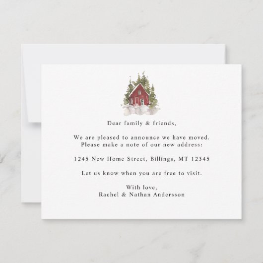 Winter Bos We Zijn Verhuisd Adres Gewijzigd Aankondiging (Achterkant)