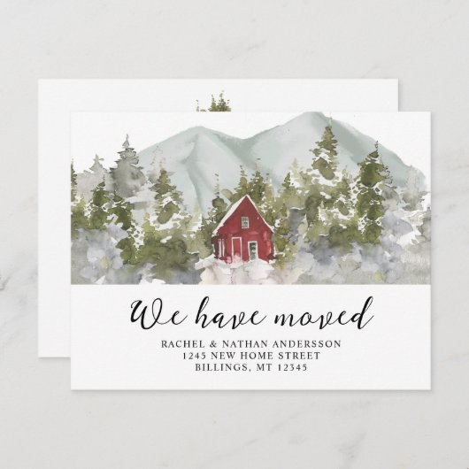 Winter Bos We Zijn Verhuisd Adres Gewijzigd Aankondiging (Voorkant / Achterkant)