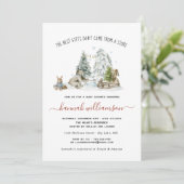 Winter Bos Woud Baby Shower Uitnodiging (Staand voorkant)