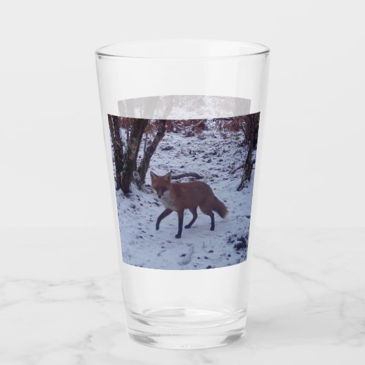 Winter Bosch Rode Vos In Sneeuw Vreedzame Scène Glas (Voorkant)