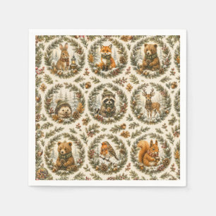 Winter Bosdier Krans Watercolor Patroon Servet
