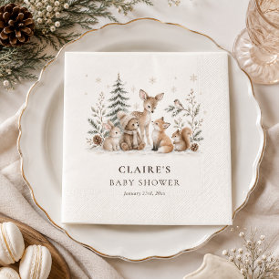Winter Bosdieren Baby Borrel - Geslacht Onbekend Servet