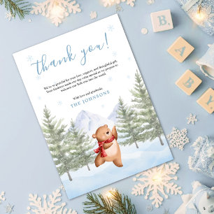 Winter Bosdieren Baby Shower Bedankkaart