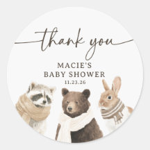 Winter Bosdieren Baby Shower Bedankt