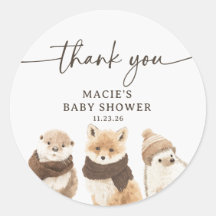 Winter Bosdieren Baby Shower Bedankt