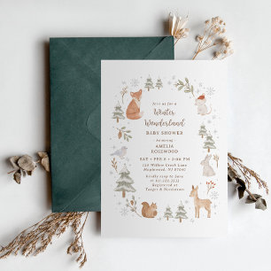 Winter Bosdieren Baby Shower Kaart