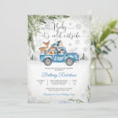 Winter Bosdieren Baby Shower Uitnodiging (Staand voorkant)