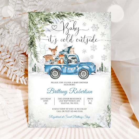 Winter Bosdieren Baby Shower Uitnodiging