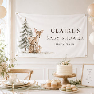 Winter Bosdieren Baby Shower Welkom Spandoek