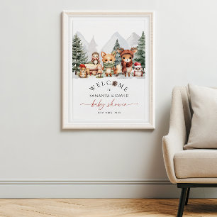 Winter Bosdieren Baby Shower Welkomstbord Poster