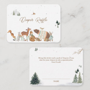 Winter Bosdieren Bos Baby Shower Luier Informatiekaartje