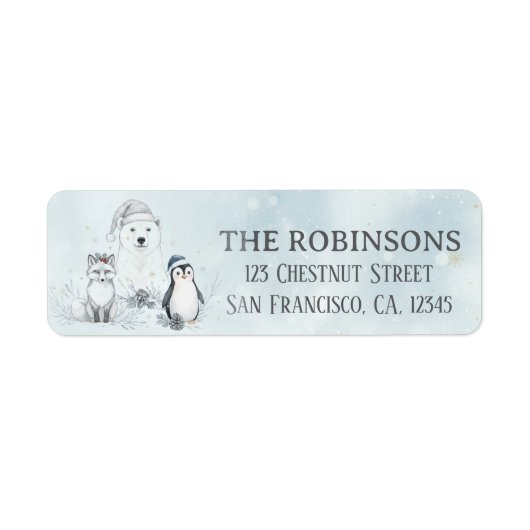 Winter Bosdieren Dieren Custom Kerstmis Etiket (Voorkant)