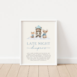 Winter Bosdieren Dieren Luierspel voor Laat in de Poster