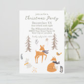 Winter Bosdieren Folk Art Kerstmis Kaart (Staand voorkant)