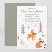 Winter Bosdieren Folk Art Kerstmis Kaart (Voorkant / Achterkant)