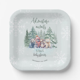 Winter Bosdieren In De Sneeuw Baby Shower Papieren Bordje